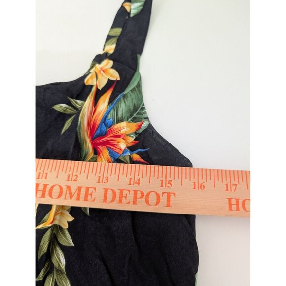 Vintage Hawaiian Floral Dress Womens Size Small Black Bird of Paradise Tropical - Picture 8 of 9